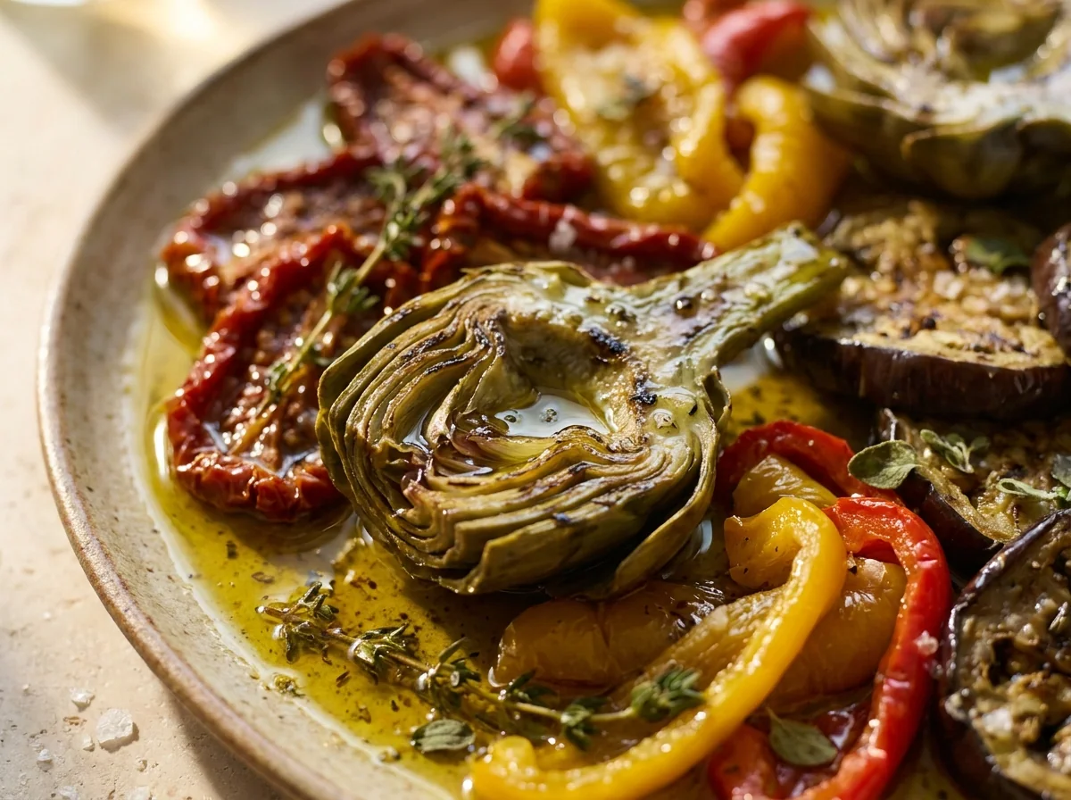 Sélection colorée d’antipasti italiens