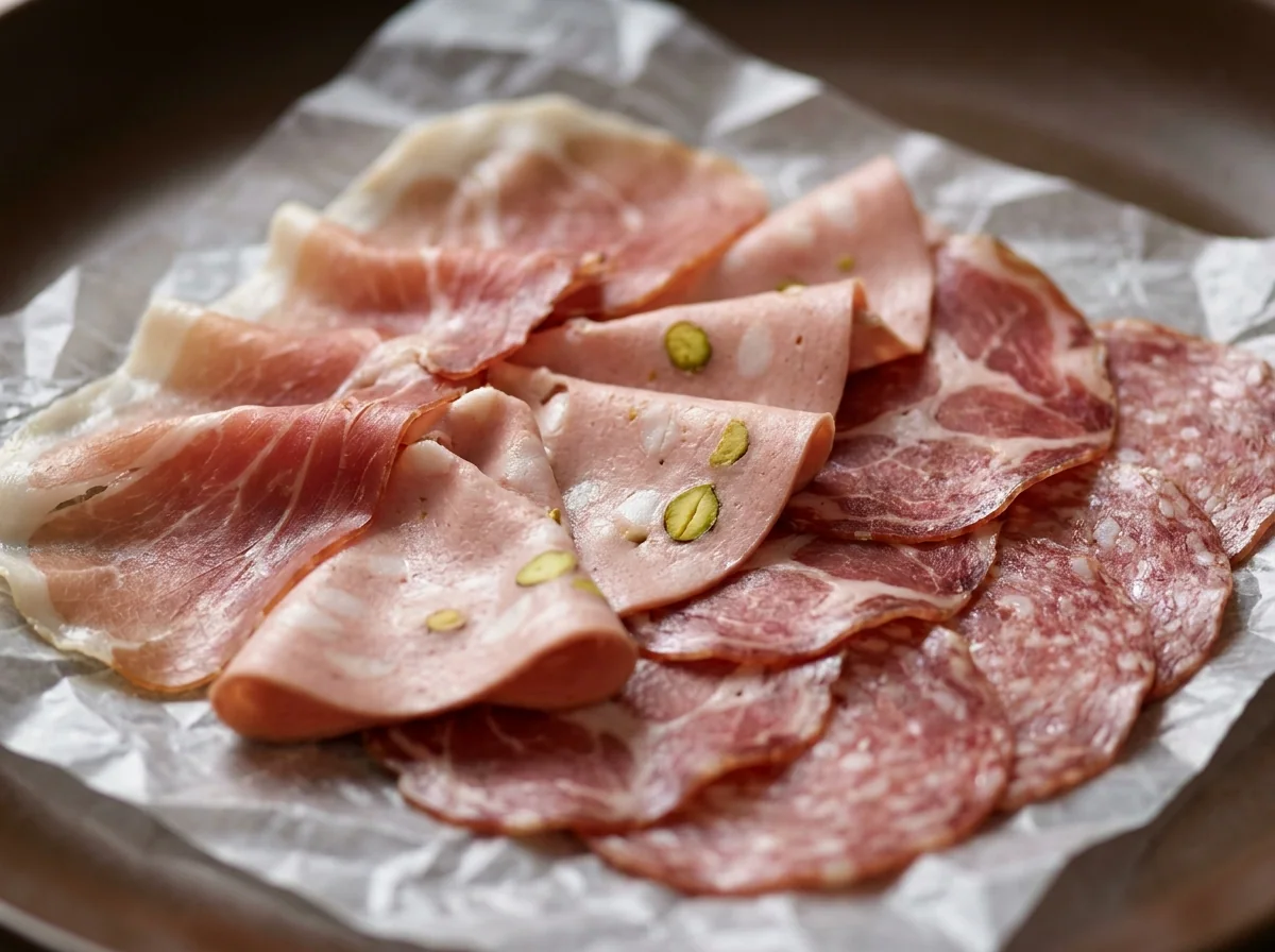 Assortiment de charcuteries italiennes finement tranchées