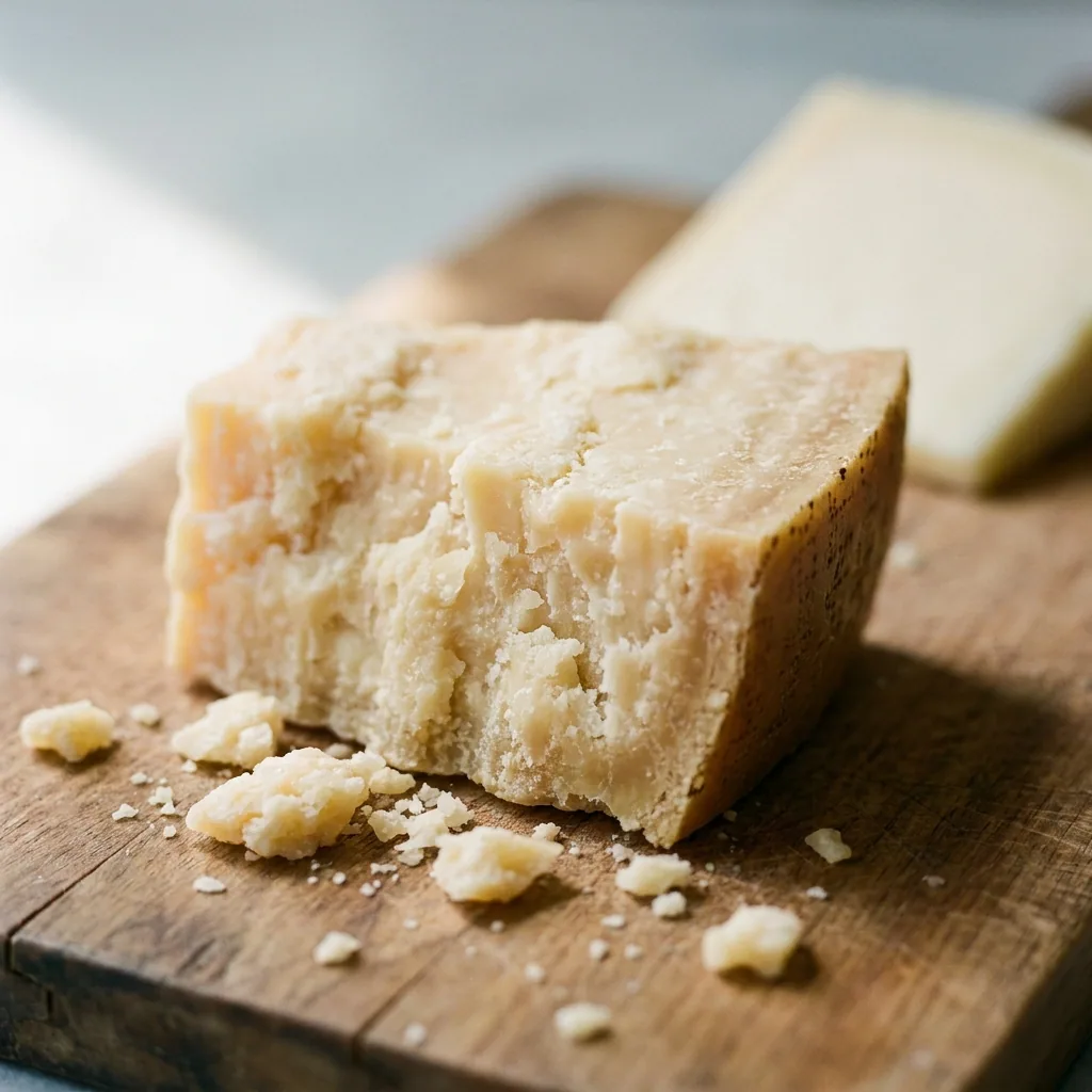 Morceau de parmigiano et éclats de fromage