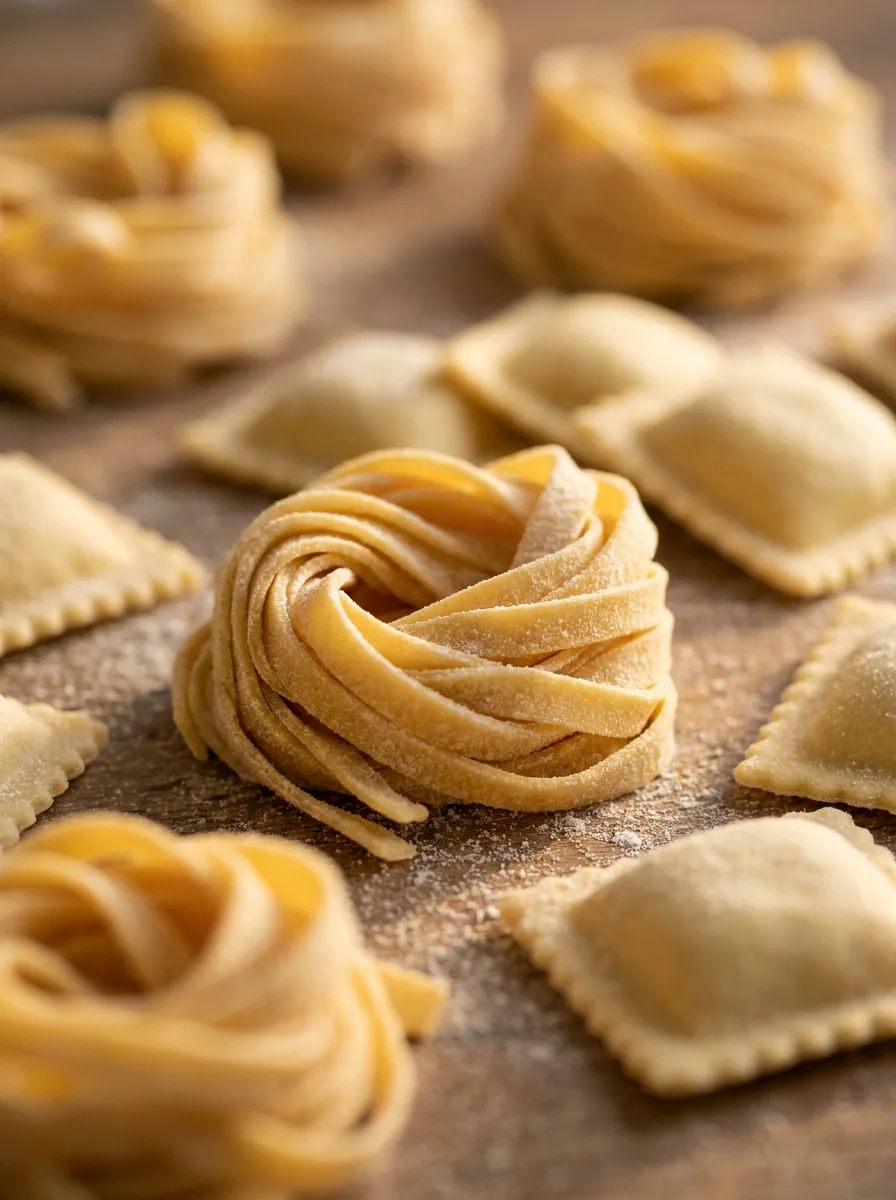 Pâtes fraîches italiennes préparées à la main